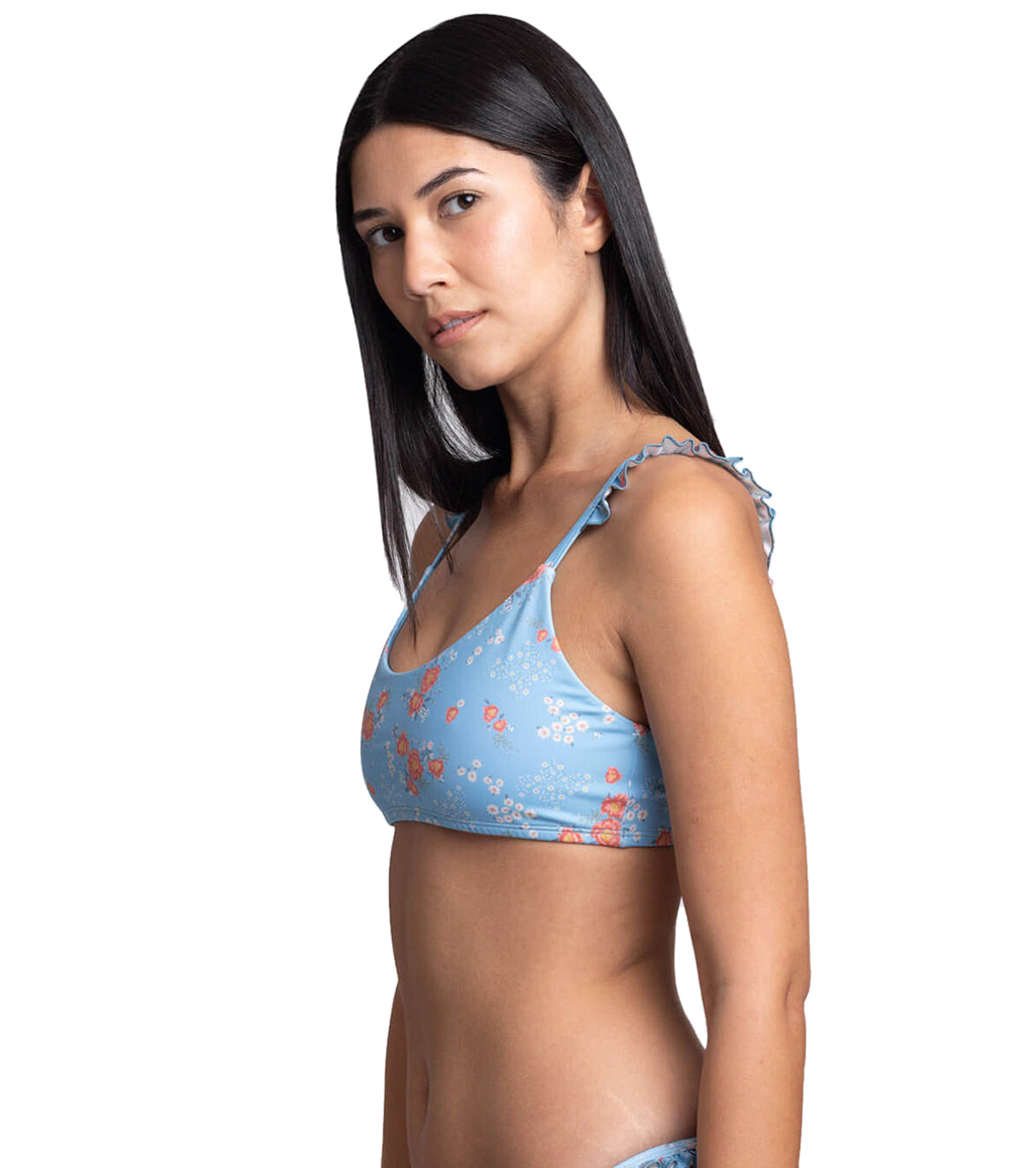 JOLYN Women's Donna Rosalinda Scoop Neck Ruffle Bikini Top