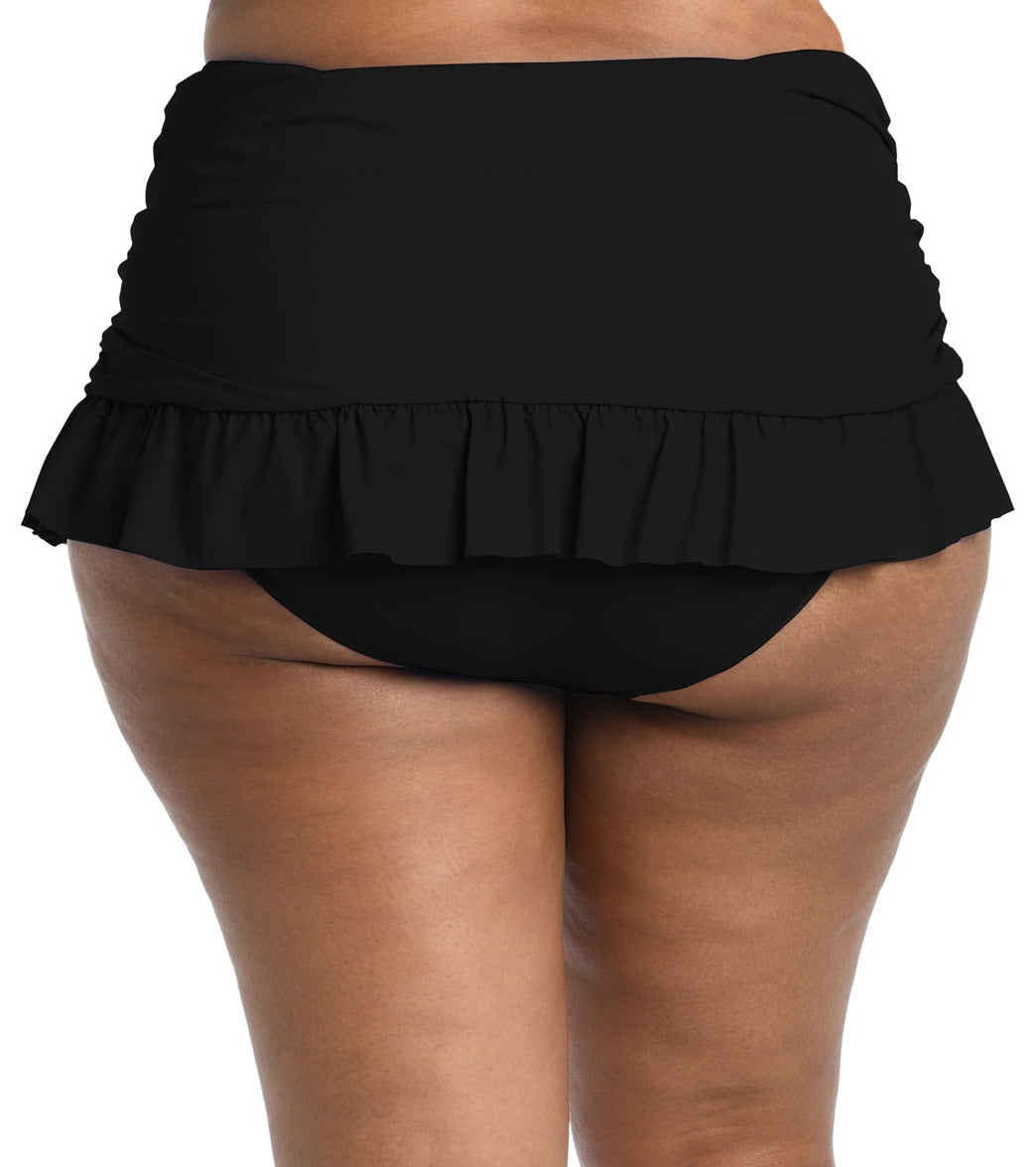 La Blanca Women's Plus Size Island Goddess Ruffle Swim Skirt