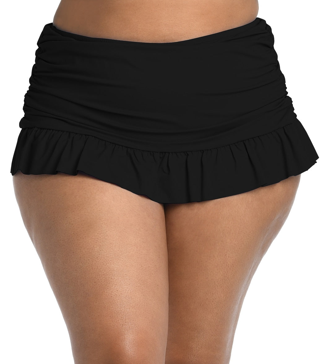 La Blanca Women's Plus Size Island Goddess Ruffle Swim Skirt