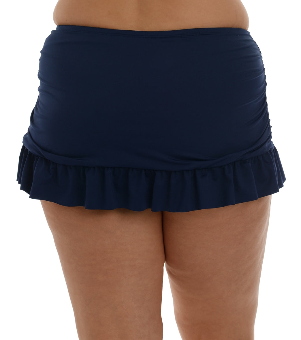 La Blanca Women's Plus Size Island Goddess Ruffle Swim Skirt