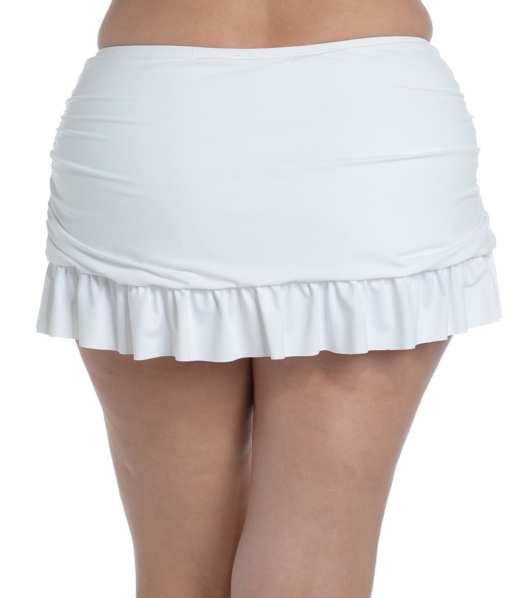 La Blanca Women's Plus Size Island Goddess Ruffle Swim Skirt