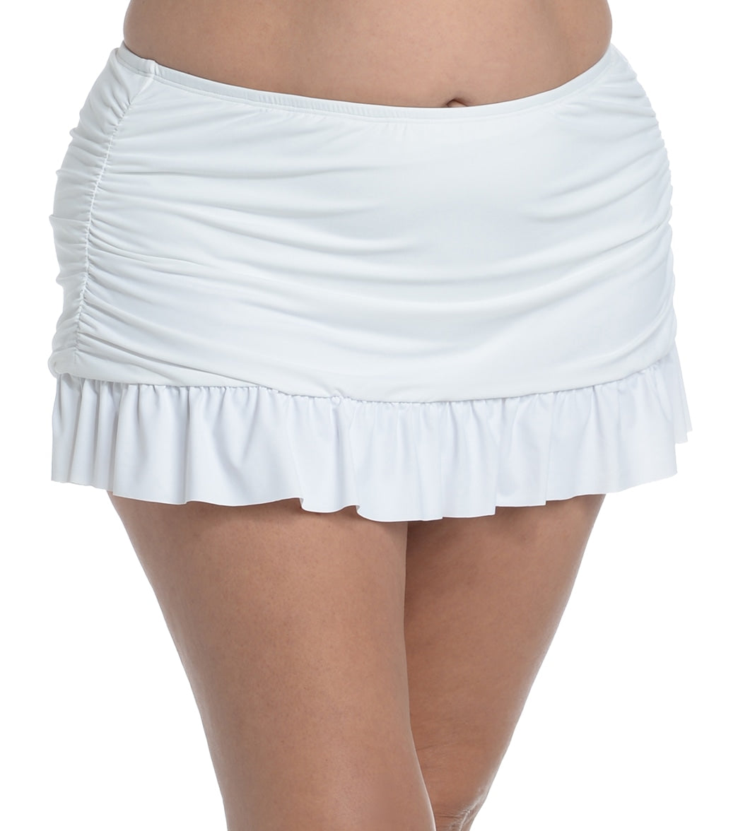 La Blanca Women's Plus Size Island Goddess Ruffle Swim Skirt