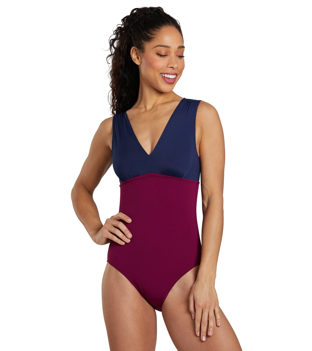 See Her Swim Women's The Backstroke Two Tone Tie Back One Piece Swimsuit