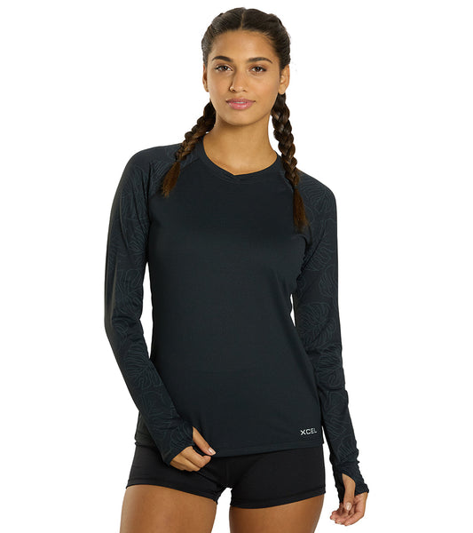 Xcel Women's Ventx Hawaiian Inspired Leaf Print Long Sleeve UV Rashguard