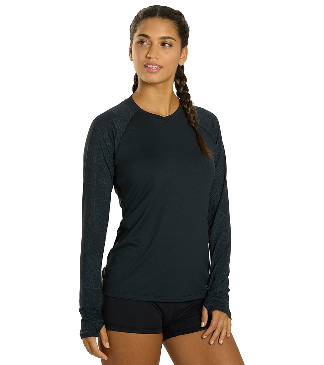 Xcel Women's Ventx Hawaiian Inspired Leaf Print Long Sleeve UV Rashguard