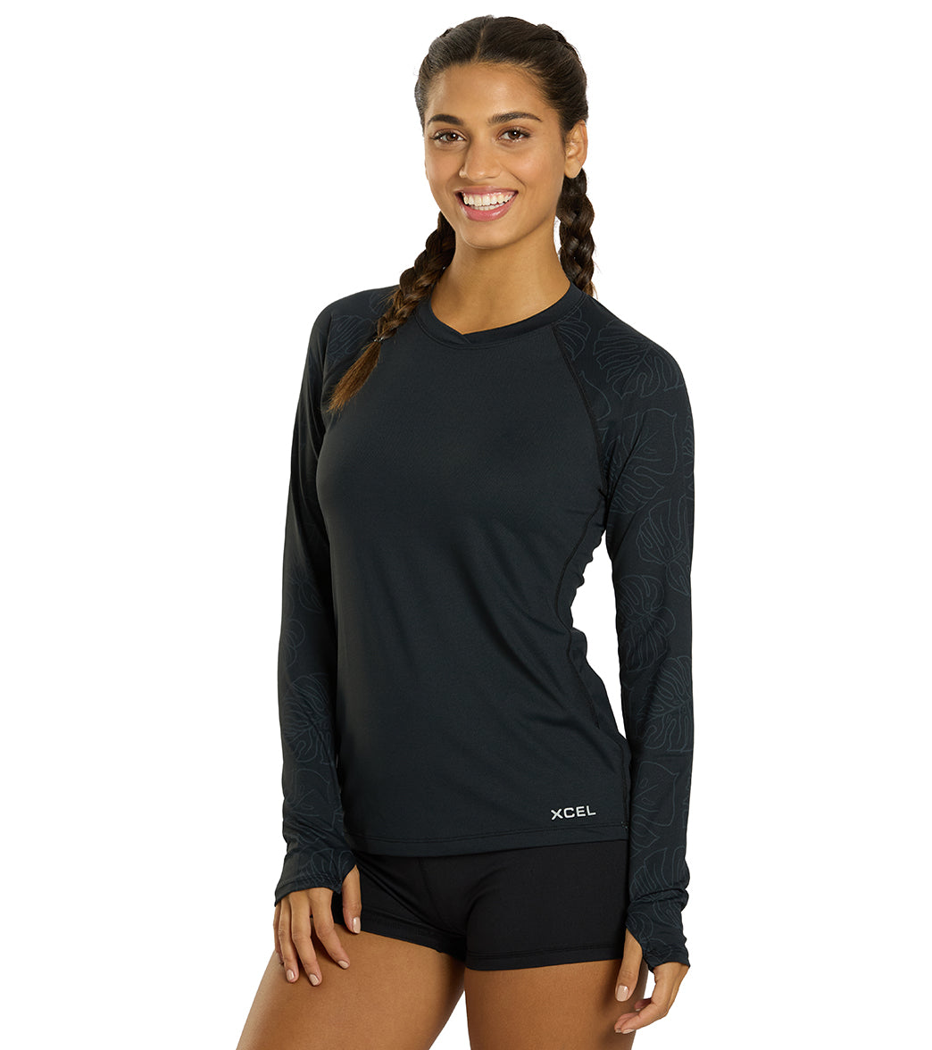 Xcel Women's Ventx Hawaiian Inspired Leaf Print Long Sleeve UV Rashguard
