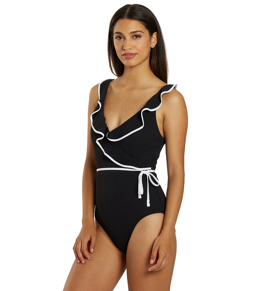 Tommy Bahama Women's Island Cays Cabana Wrap Front One Piece Swimsuit