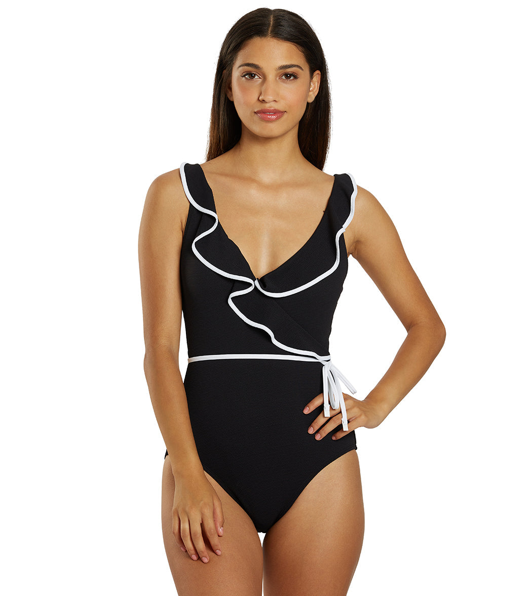 Tommy Bahama Women's Island Cays Cabana Wrap Front One Piece Swimsuit