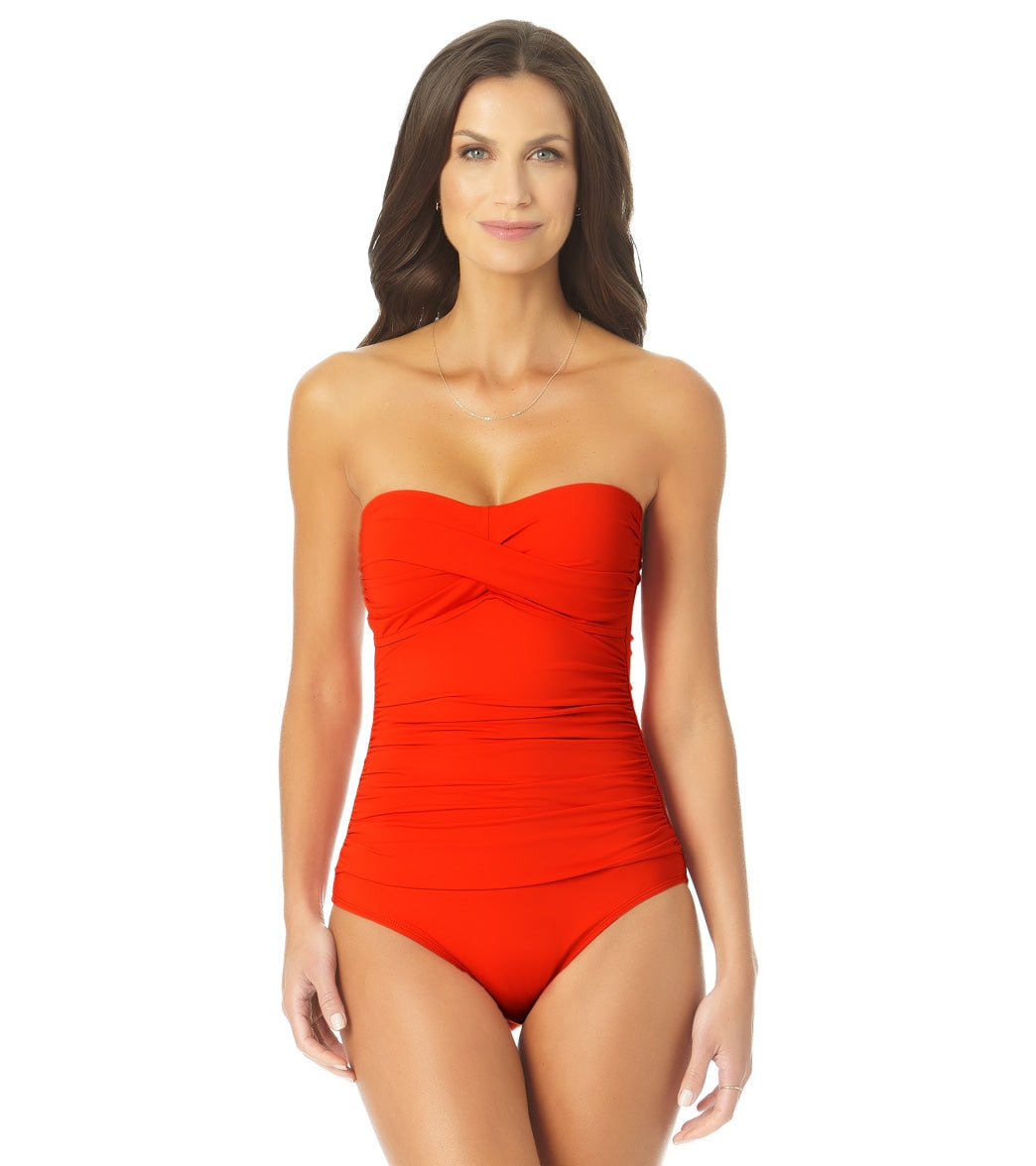 Anne Cole Women's Live In Color Bandeau One Piece Swimsuit
