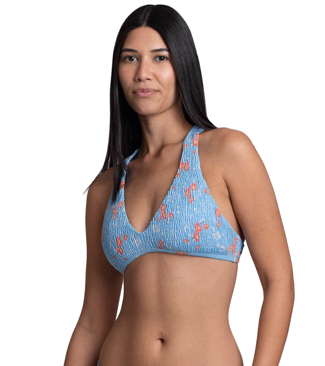 JOLYN Women's Aster Rosalinda Smocked Racerback Bikini Top