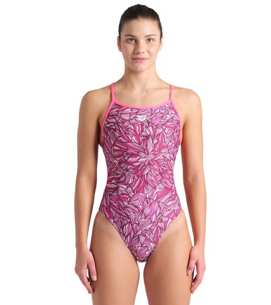 Arena Women's Pink Dahlia Lace Back One Piece Swimsuit