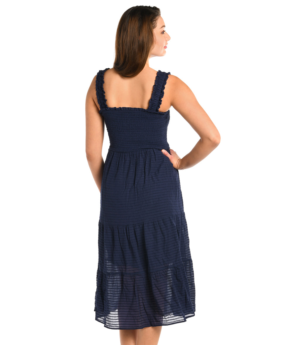 La Blanca Women's Shadow Stripe Smocked Midi Dress