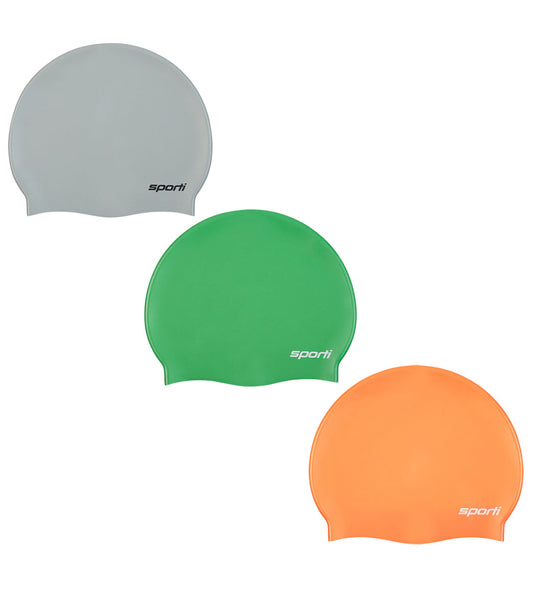 Sporti Kids' Silicone Swim Cap Set of 3