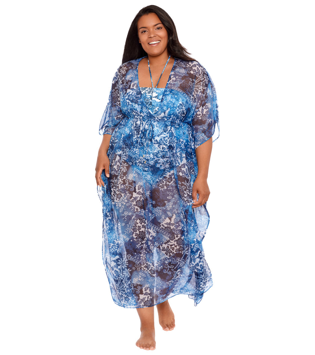 Lauren Ralph Lauren Plus Size Midi Caftan Swim Cover Up
