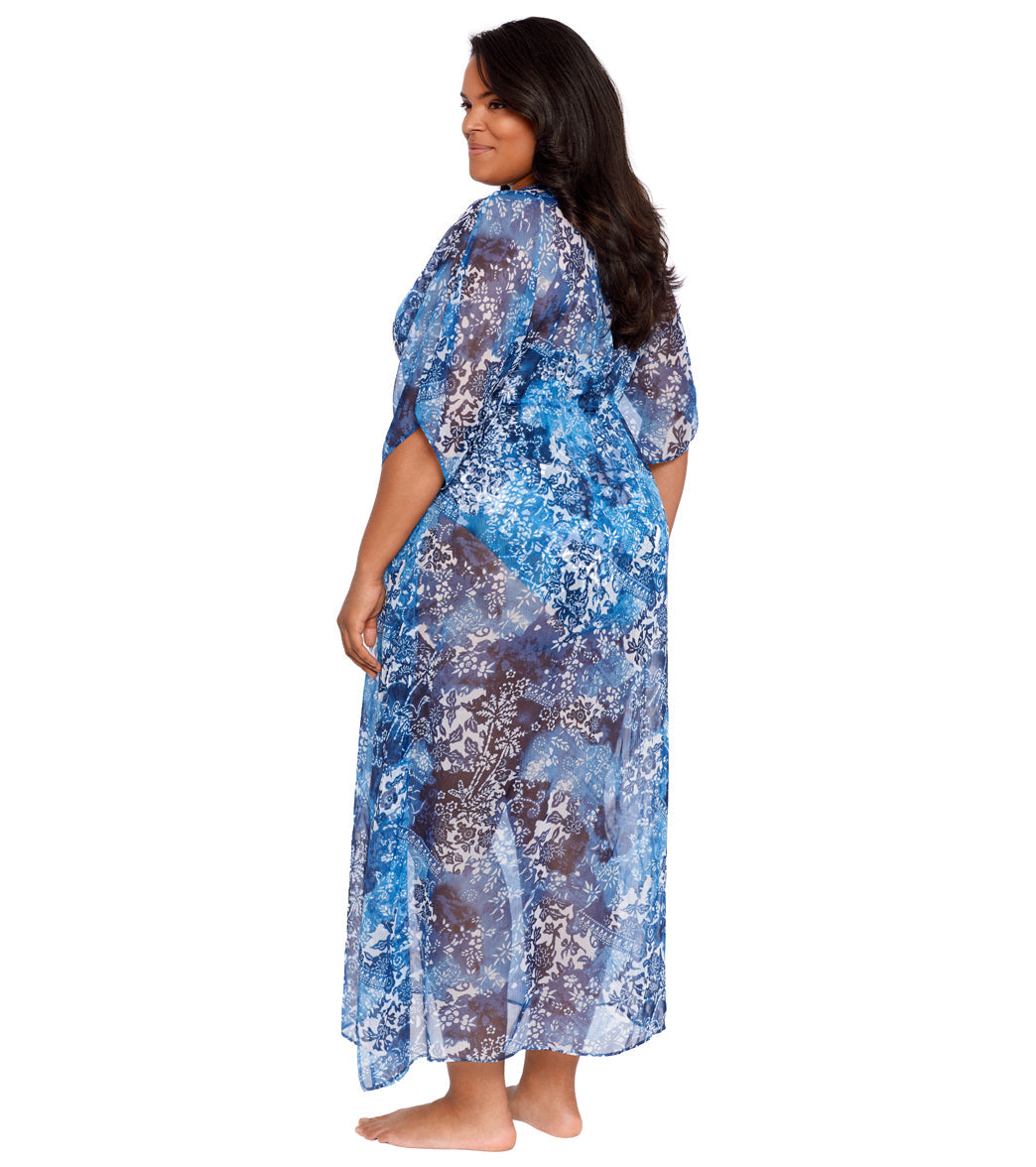 Lauren Ralph Lauren Plus Size Midi Caftan Swim Cover Up