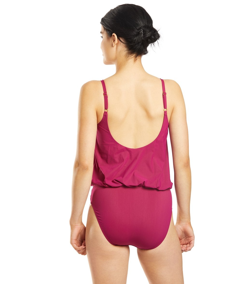 Gottex Lattice Blouson One Piece Swimsuit