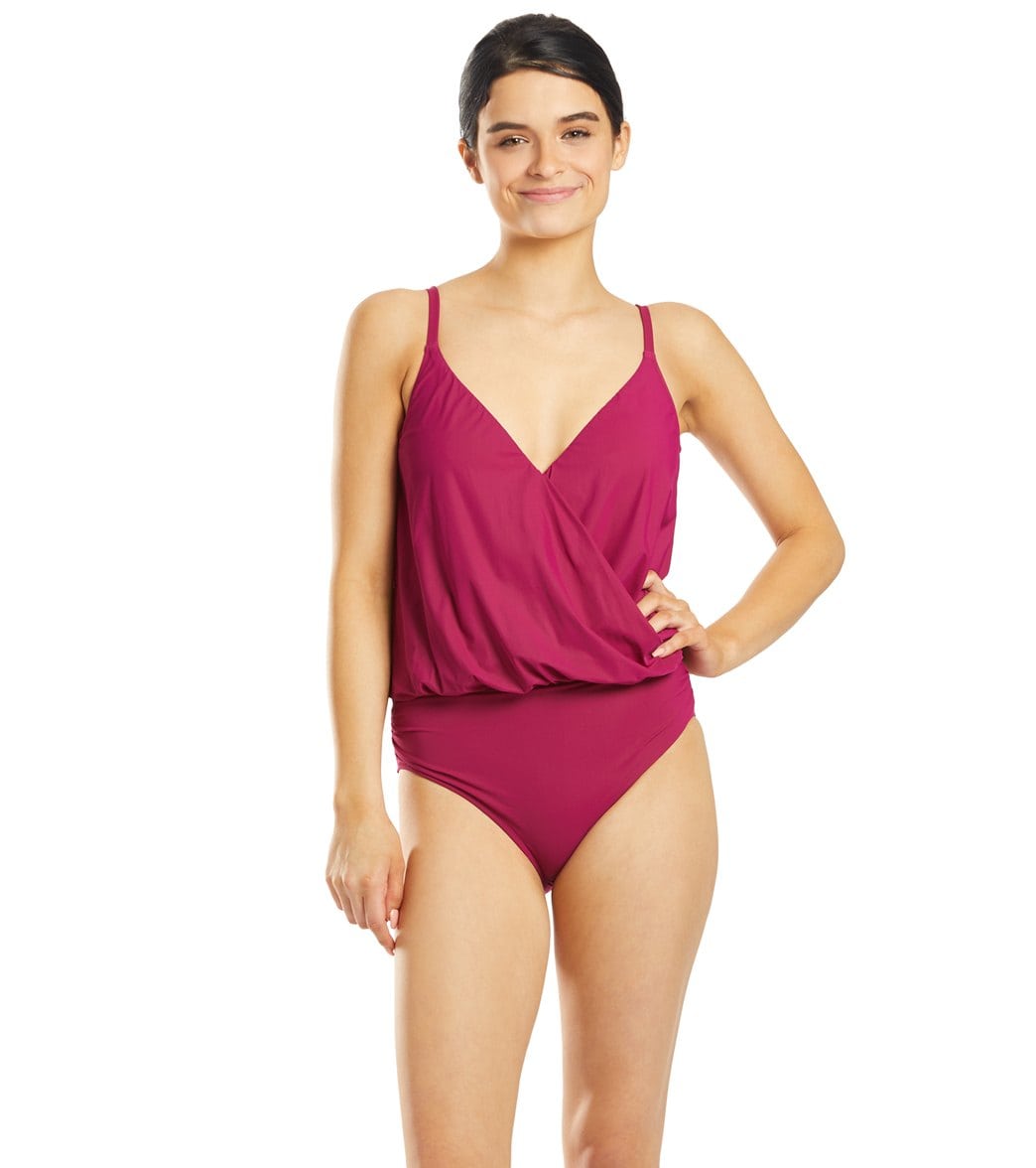 Gottex Lattice Blouson One Piece Swimsuit