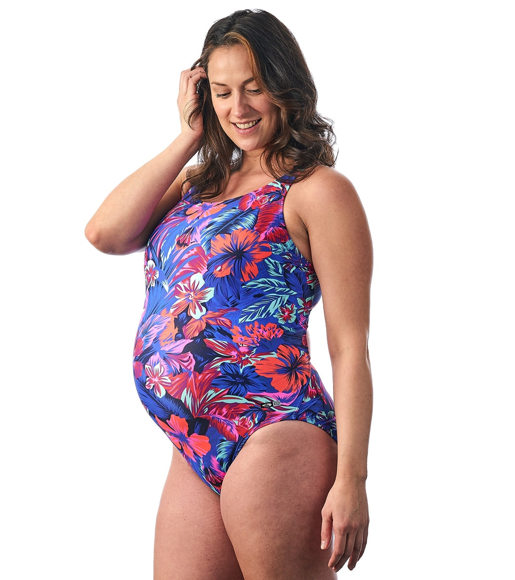 EQ Swimwear Women's Tahitian Floral Harmony Maternity One Piece Swimsuit