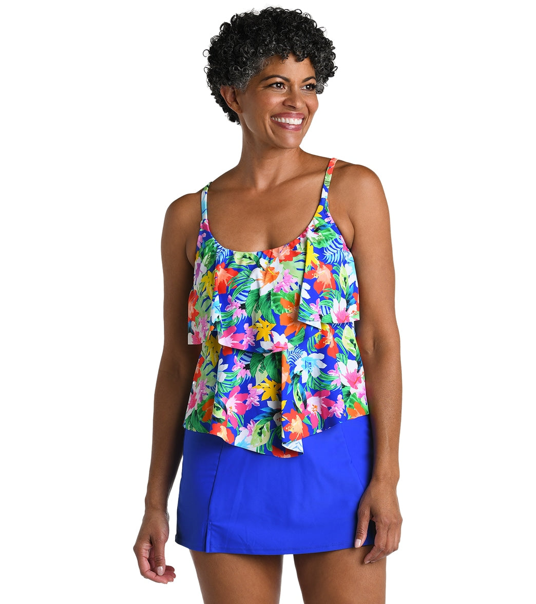 Maxine Women's Hula Holiday Double Tiered Tankini Top