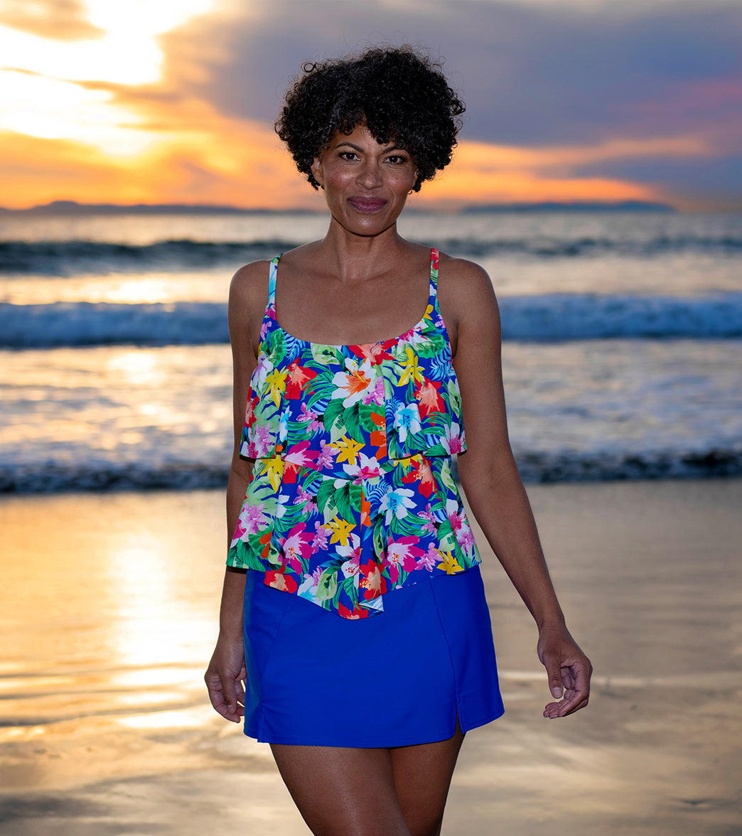 Maxine Women's Hula Holiday Double Tiered Tankini Top