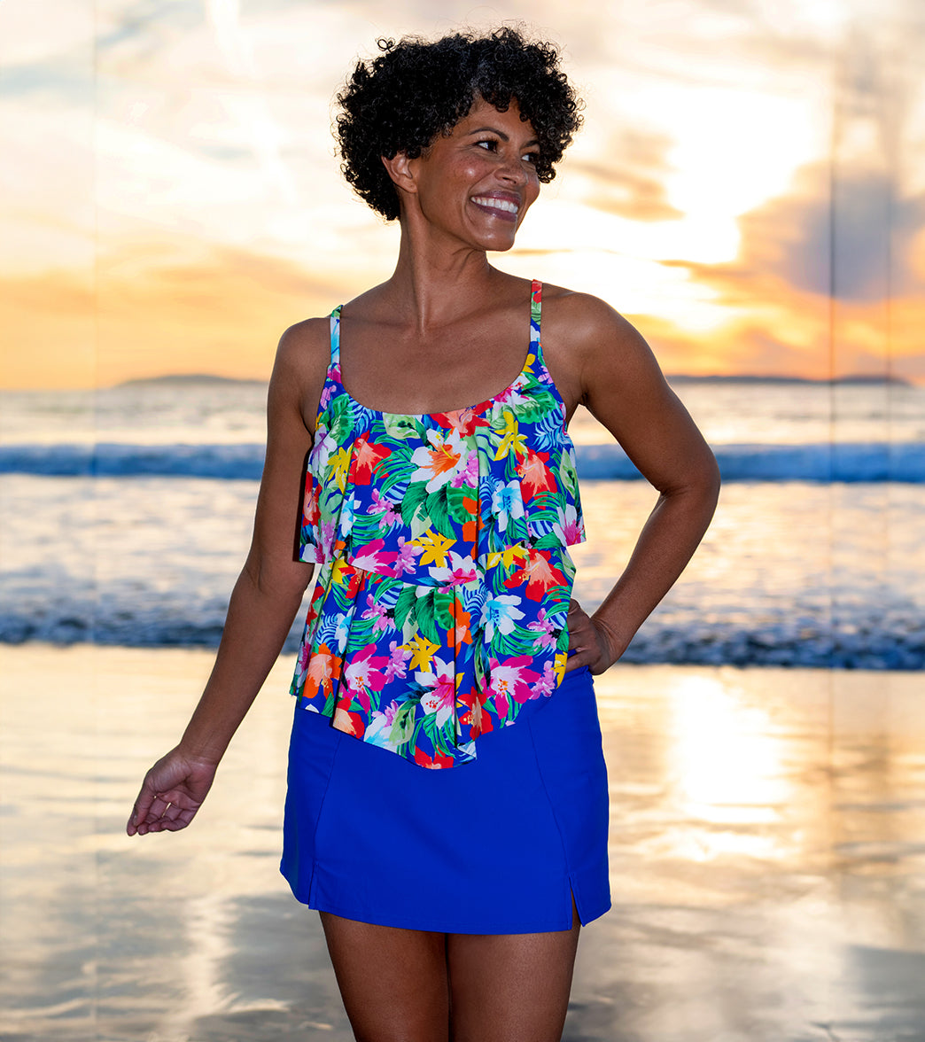 Maxine Women's Hula Holiday Double Tiered Tankini Top