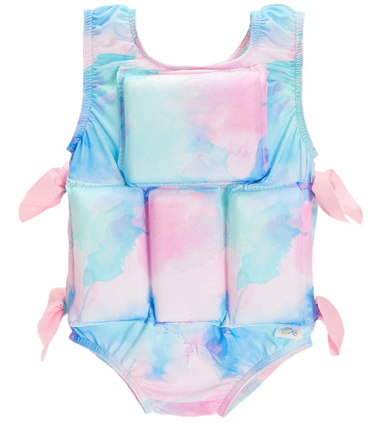 My Pool Pal Girl's Pastel Paint Splatter Floatation Swimsuit