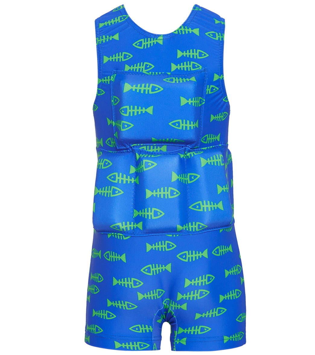 My Pool Pal Boy's Bright Blue and Green Fish Bone Floatation Swimsuit