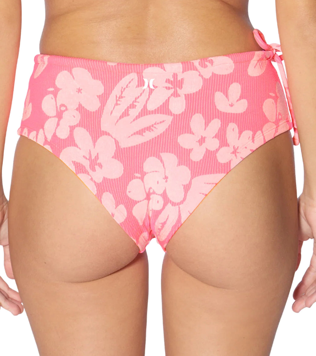 Hurley Women's Max Flower Scrunch  Adjustable Retro Bikini Bottom