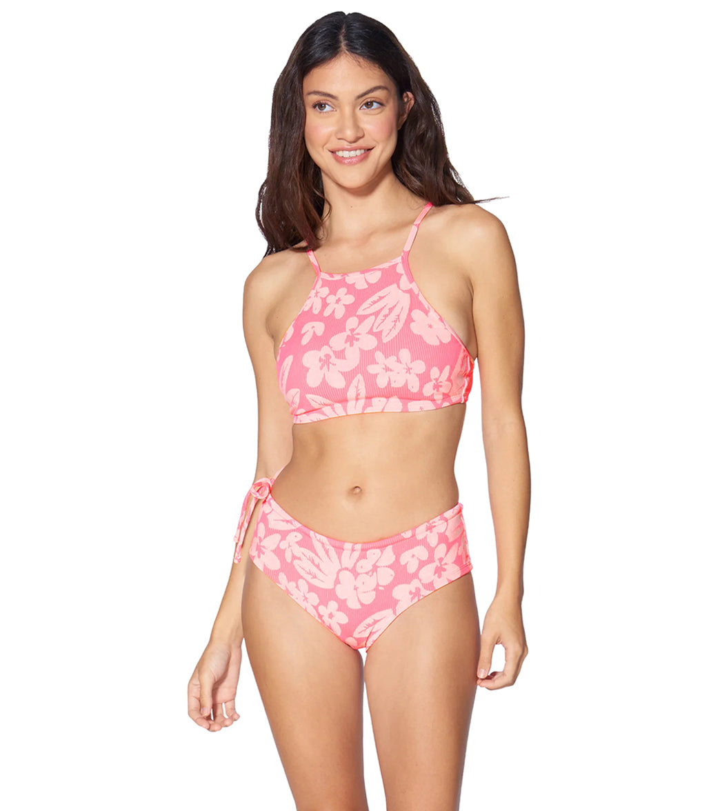 Hurley Women's Max Flower Scrunch  Adjustable Retro Bikini Bottom