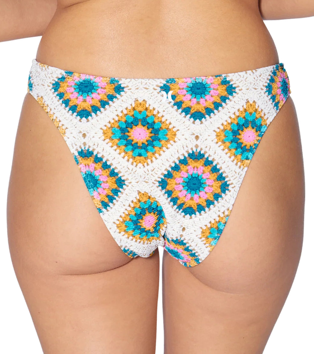 Hurley Women's Crochet Diamonds Cheeky Scoop Bikini Bottom