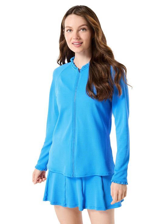 Beach House Women's Pique Solids Phoebe Long Sleeve Zip Front Rash Guard