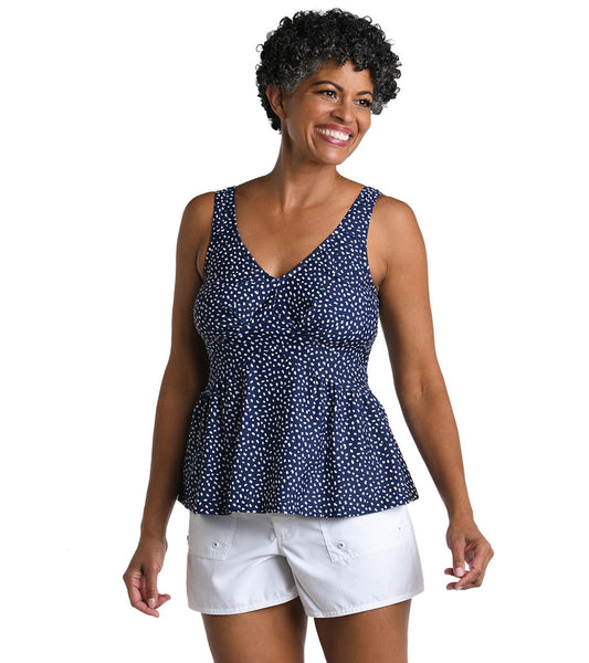 Maxine Women's Seaside Dot Empire Tankini Top