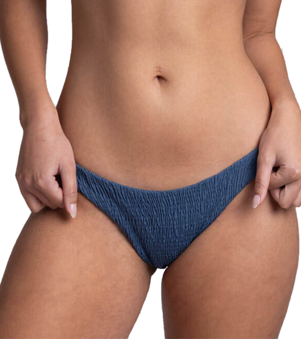 JOLYN Women's Kelia Solid Smocked French Cut Bikini Bottom