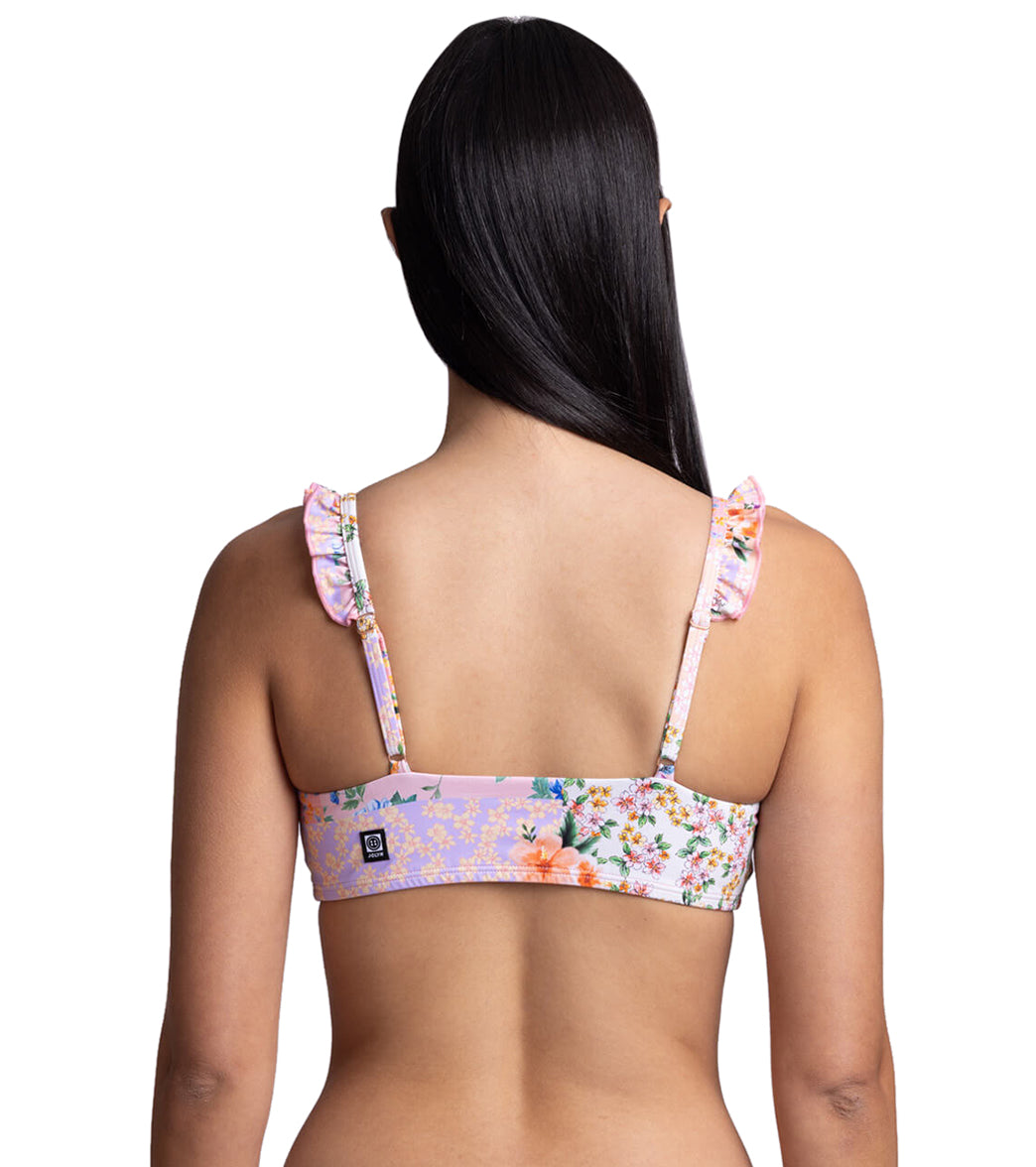 JOLYN Women's Donna Cottage Patch Scoop Neck Ruffle Bikini Top