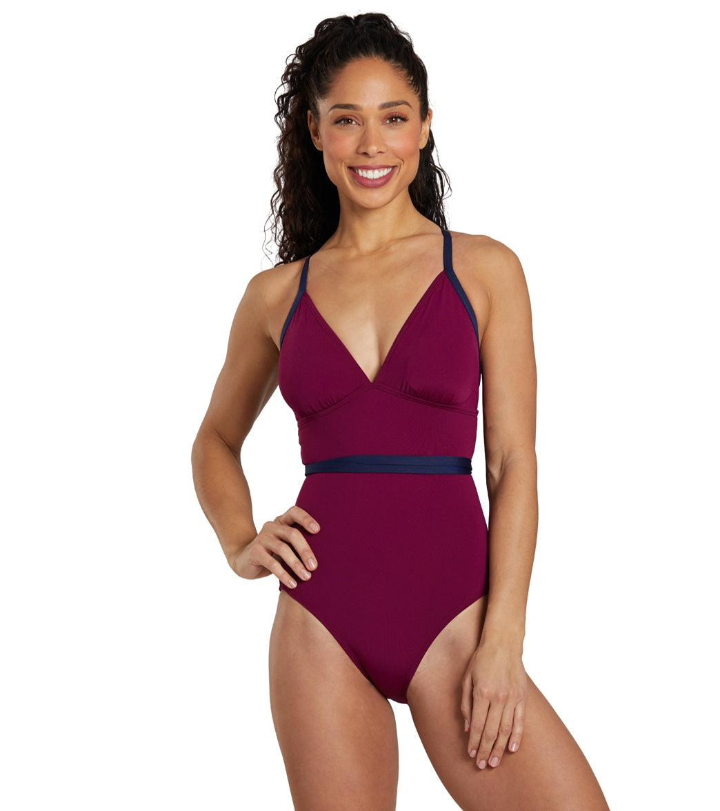 See Her Swim Women's The Breaststroke Triangle Top One Piece Swimsuit