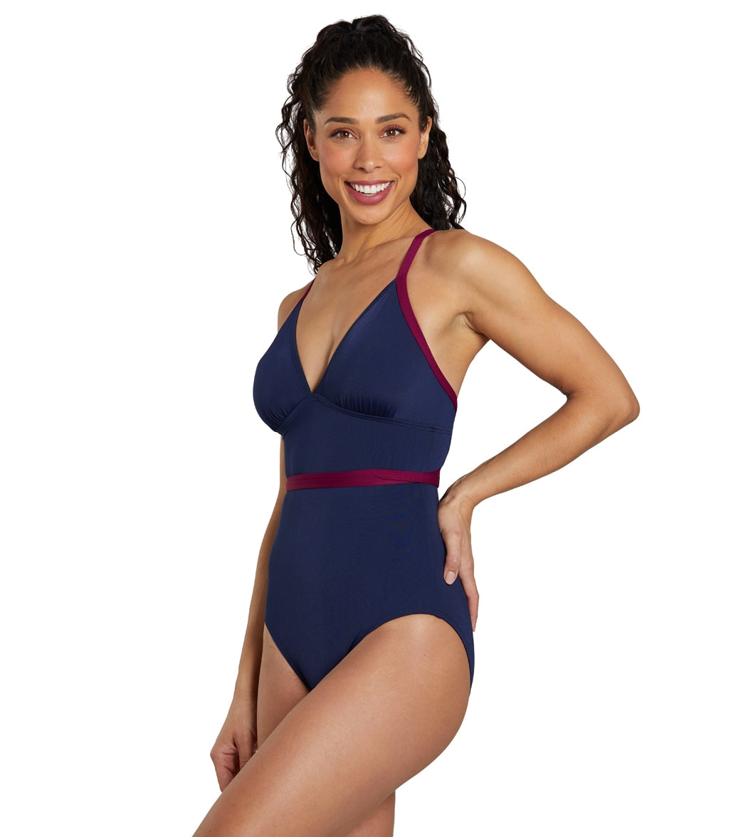 See Her Swim Women's The Breaststroke Triangle Top One Piece Swimsuit