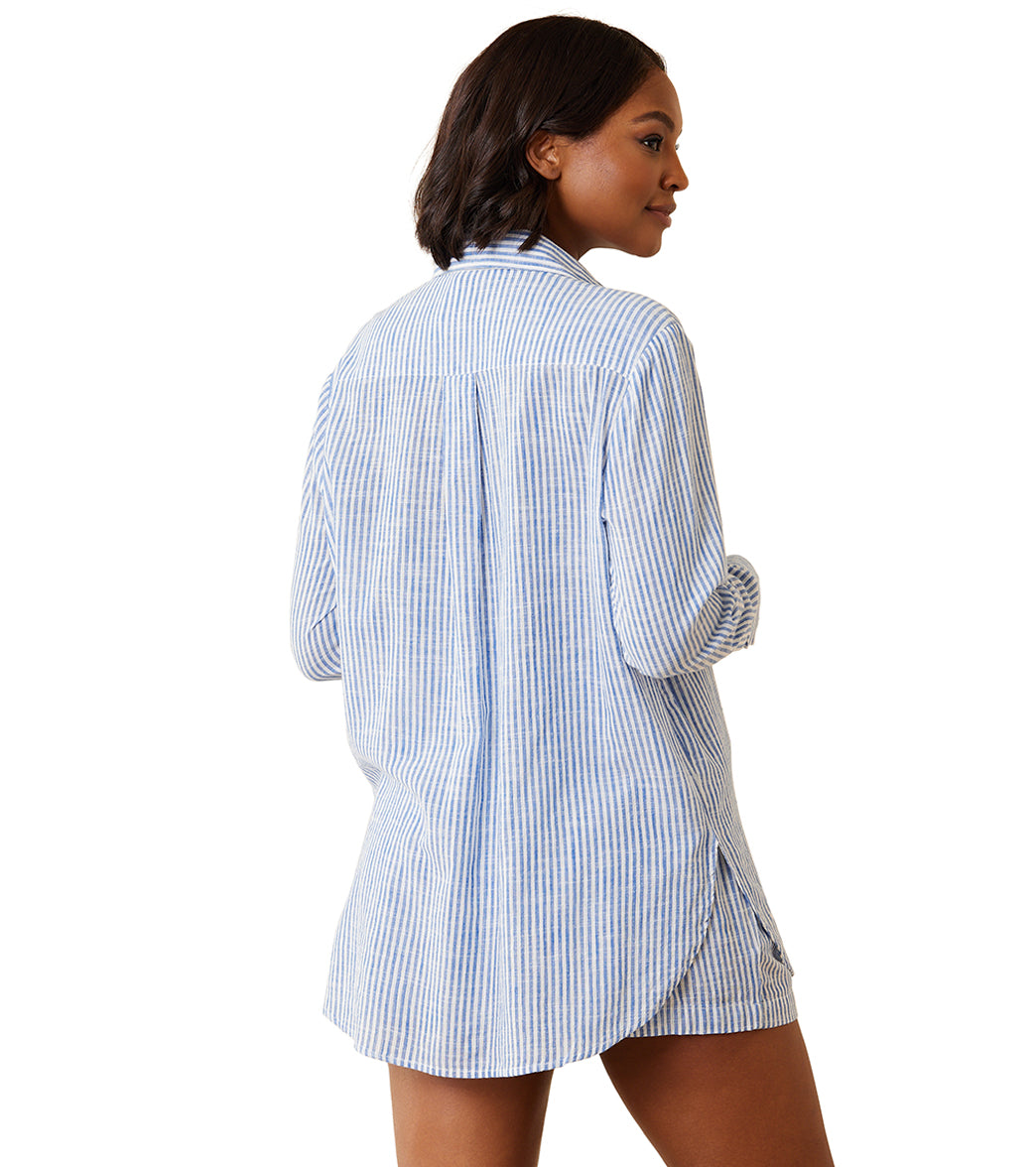 Tommy Bahama Women's Shoreline Stripe Boyfriend Shirt