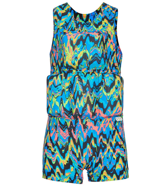 My Pool Pal Boy's Neon Multi Chevron Floatation Swimsuit