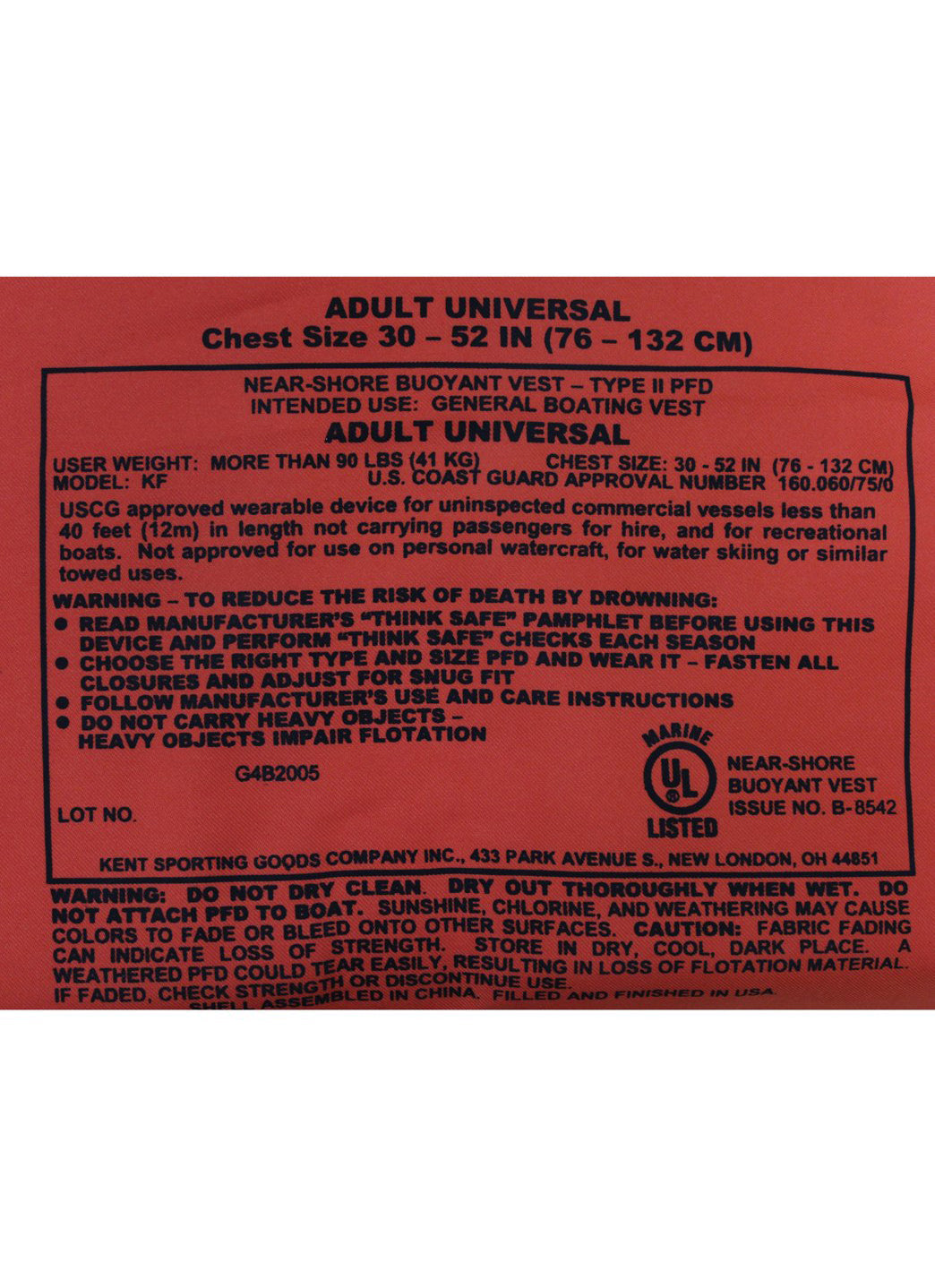 KEMP USA Type II Adult Life Jacket