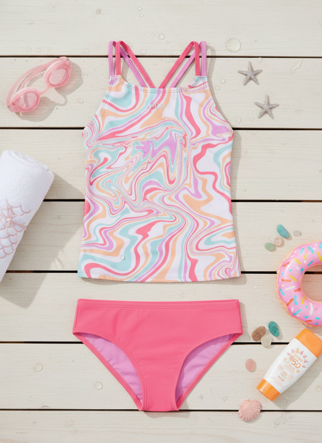 Speedo Girls' Printed Tankini Set (Big Kid)