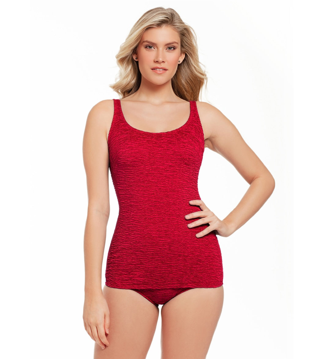 Women's Krinkle By Penbrooke Chlorine Resistant Scoop Neck Sheath One Piece Swimsuit