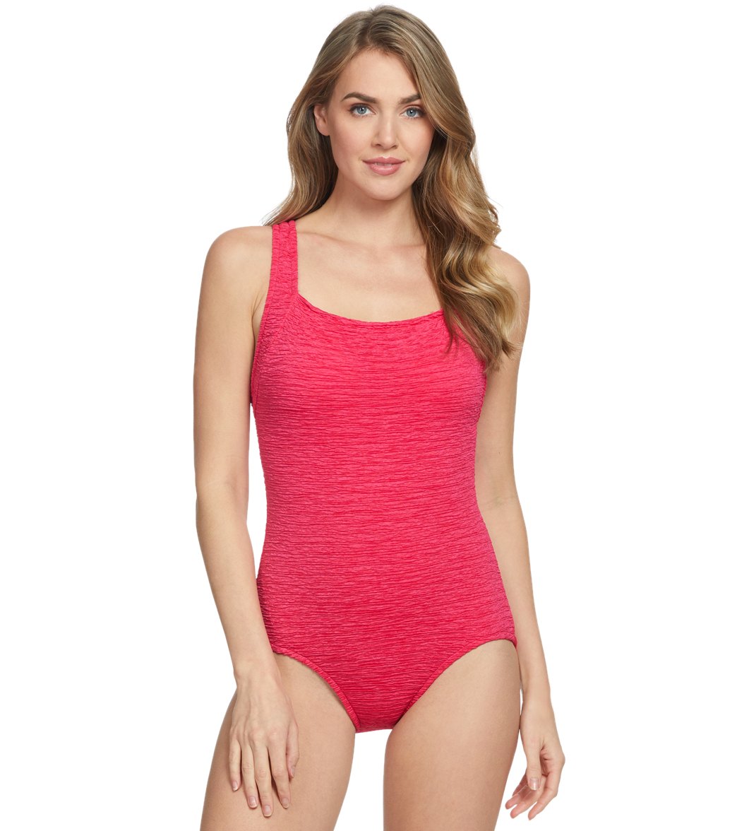 Penbrooke Krinkle Chlorine Resistant Active Back One Piece Swimsuit