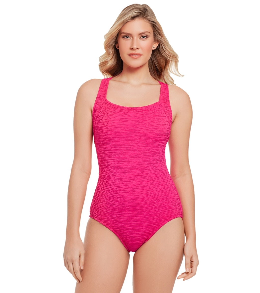 Penbrooke Krinkle Chlorine Resistant Active Back One Piece Swimsuit