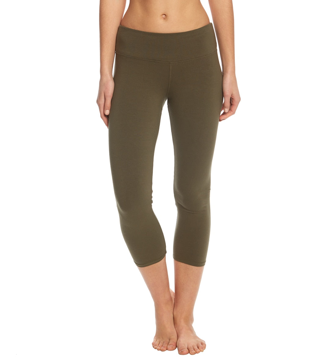 Hard Tail Flat Waisted Cotton Yoga Capris