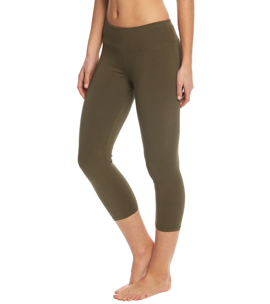 Hard Tail Flat Waisted Cotton Yoga Capris