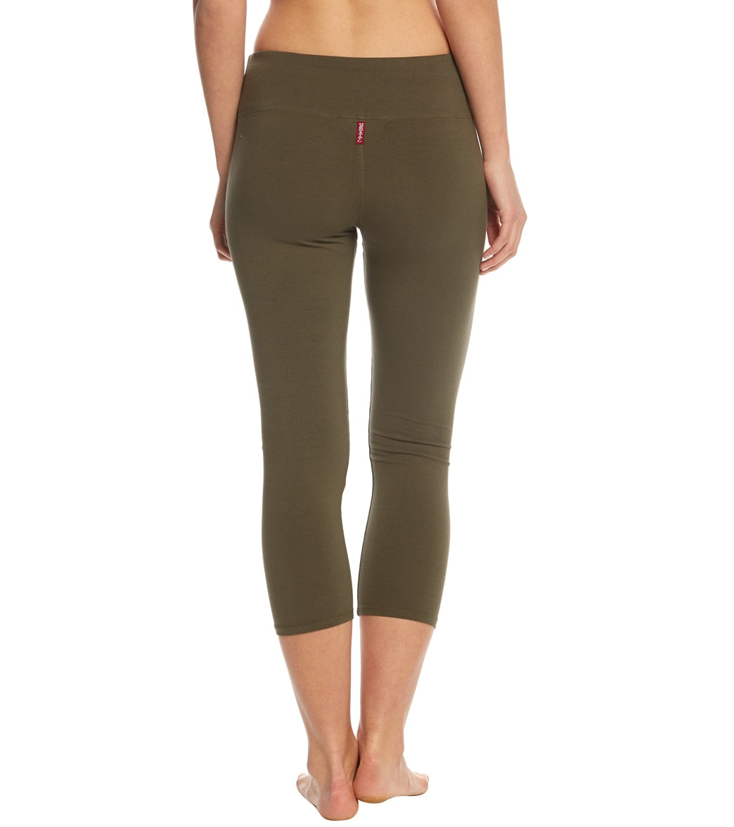 Hard Tail Flat Waisted Cotton Yoga Capris