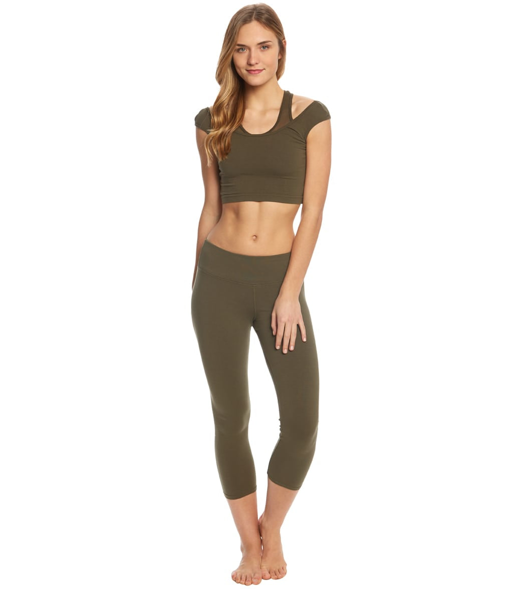 Hard Tail Flat Waisted Cotton Yoga Capris
