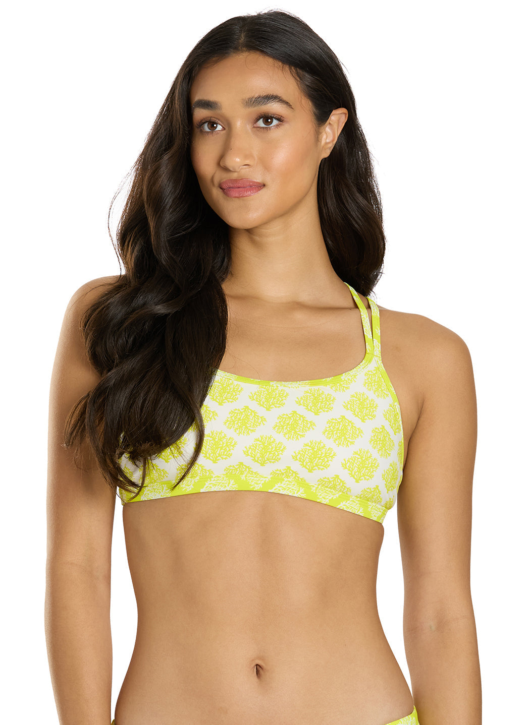 Sporti Active Coral Bloom Double Cross Workout Bikini Top