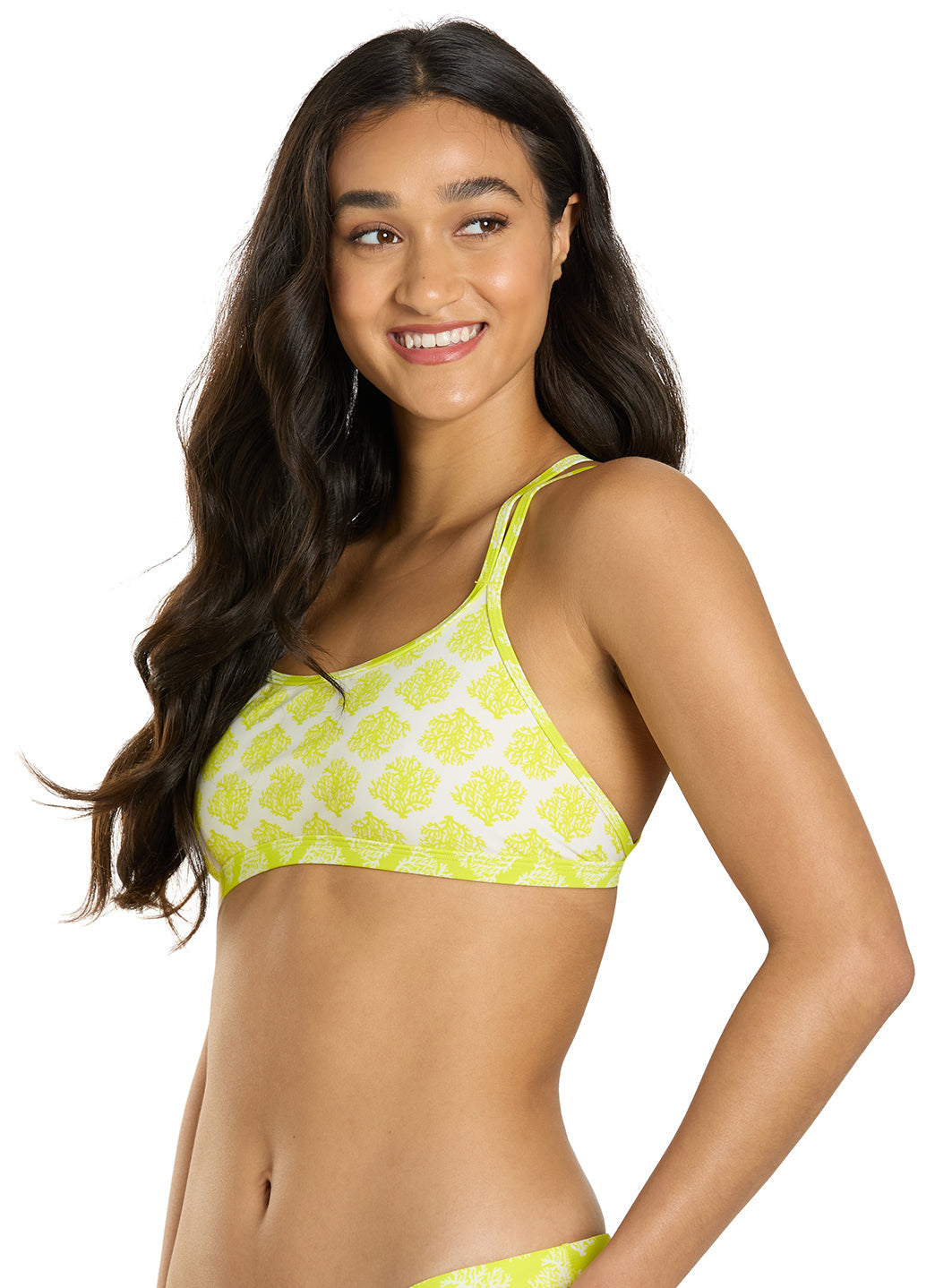 Sporti Active Coral Bloom Double Cross Workout Bikini Top