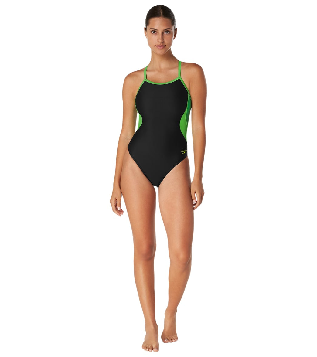 Speedo Women's Eco Splice Flyback One Piece Swimsuit